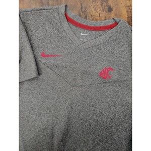 Nike Washington State Cougars Dri-FIT Shirt Mens Small Gray V-Neck Athletic Tee